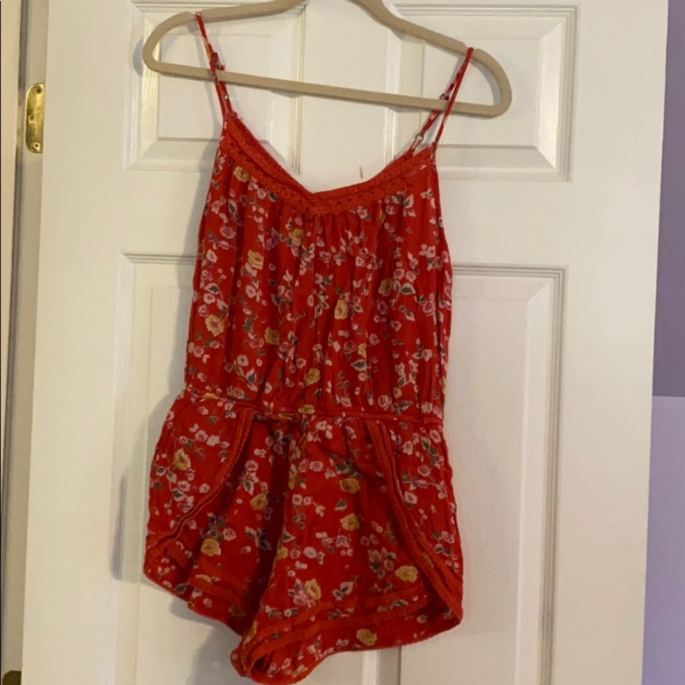 Red flower Romper